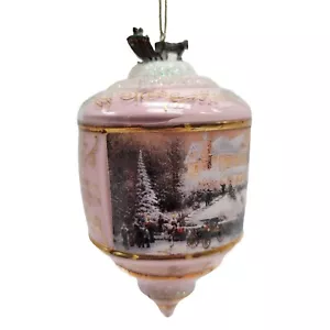 Thomas Kinkade ""Viktorianische Weihnachten II"" rosa Glas Weihnachtsschmuck, 2000 - Bild 1 von 8