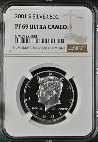 2001 S Silver Kennedy Half Dollar NGC PF69 Ultra Cameo Cover