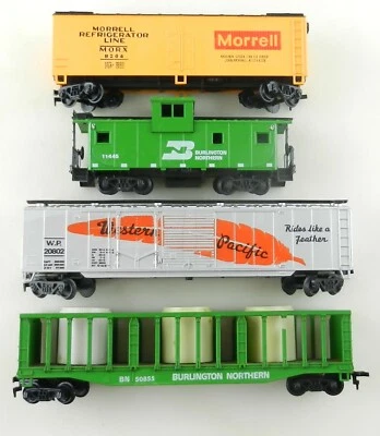 Roco HO Scale 4 Car Lot BN Caboose & Pipe Car - MORX Reefer - WP Box Car ~ F07 - Image 1 of 4