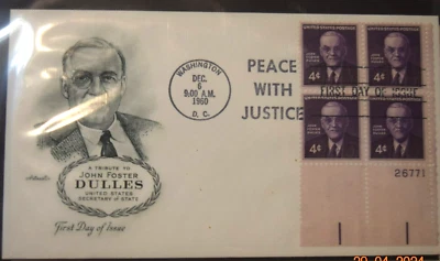 VTG, FIRST DAY ARTCRAFT COVER "John Foster Dulles," Washington, D.C. 12-06-1960 - Image 1 of 3