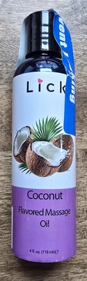 Aceite de masaje con sabor a coco para parejas - Comestible 4 fl oz (paquete de 1)  Foto 1 de 3