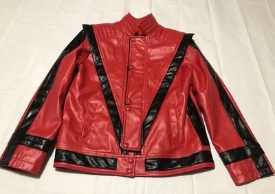 Michael Jackson Kids 10-11 Youth Jacket Red & Black Faux Leather Zipped MJB2C - Image 1 of 4