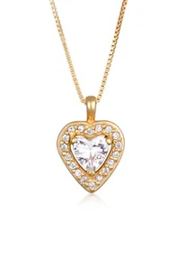 Elli Women heart pendant love with zirconia in 925 sterling silver gold - Picture 1 of 5