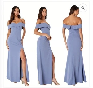 Lulu's Song of Love schulterfreies Maxi festliches Kleid Large neu mit Etikett blau grau - Bild 1 von 5