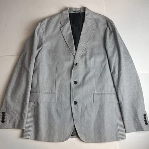Club Monaco Herren Grau Nadelstreifen Baumwolle Leinen 3 Knopf Blazer Anzug Jacke Größe XL - Bild 1 von 8
