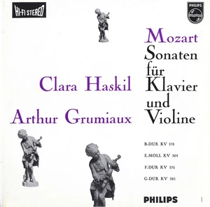 MOZART 4 Violin Sonatas K.378 304 376 301 GRUMIAUX HASKIL Philips 835103 Maroon - Picture 1 of 3