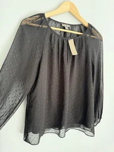 NUEVO Point Sur J. Blusa Crew 2 piezas ojo de cerradura en negro para mujer talla S manga larga - Imagen 1 de 11