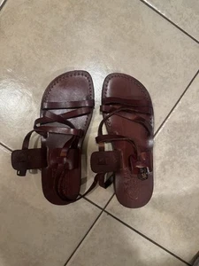 Camel Womens 8 Brown Leather Sandal handmade In Jerusalem - Picture 1 of 5