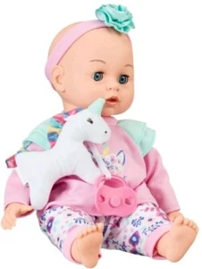 My Sweet Love Sweet Baby Doll with Plush Unicorn, Bottle, Pacifier Cute Pink Toy - Picture 1 of 3