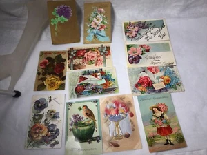Vintage postcards early 1900's Floral embossed 12 pc Germany Italy - Imagen 1 de 11