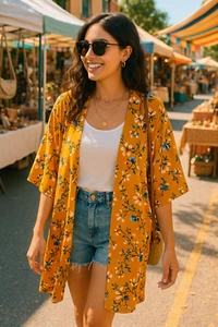 Nordstrom Open Front Floral Kimono Robe Coverup Duster Boho Cottagecore One Size - Picture 1 of 6
