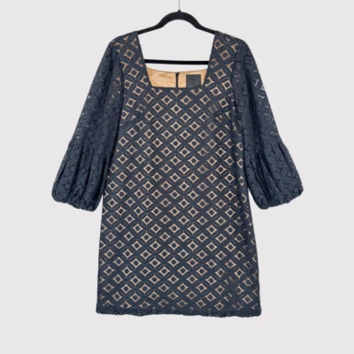 Vestido Anthropologie Anna Sui Mujer Negro Corby Cuello Cuadrado Mini Superposición Talla 4 Foto 1 de 4