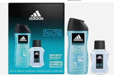 Adidas Men's Gift Set Ice Dive Eau de Toilette 50ml + Shower Gel 250ml For Him