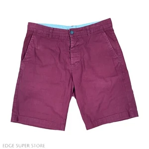 H&M Divided Dark Red Distressed Chino 9" Inseam Cotton Bermuda Shorts Size 28 - Picture 1 of 4