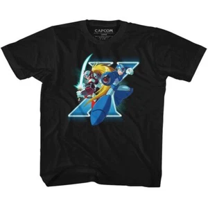 Kids Mega Man X And Zero Black Gaming Shirt - Picture 1 of 3