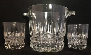 Geschliffener Kristall Eiskübel und zwei 2 Steine Cocktailgläser Set 2047/96 Griffe - Bild 1 von 6