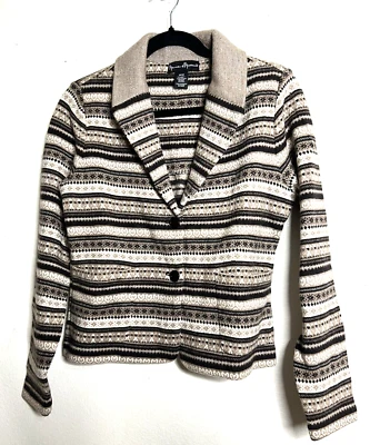 Cárdigan italiano 100 % lana Mercer & Madison talla M suéter bolsillos elásticos Foto 1 de 4