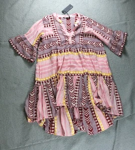Devotion Twins Ella Dress M Pink Yellow Multicolor Tunic Pullover Greece New - Picture 1 of 8