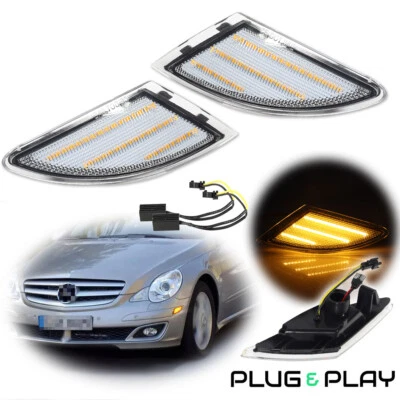 Par de luces de señalización laterales LED ámbar de lente transparente para Mercedes Clase R 2006-2010 W251 Foto 1 de 4