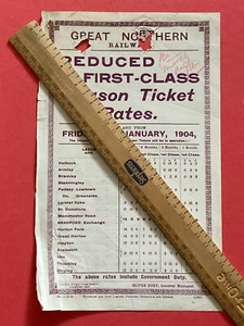 Great Northern Railway Reduced First Class Season Ticket Rates 1904 Leeds ES18 - Picture 1 of 1