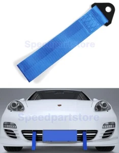 Correa de remolque deportiva JDM Racing correa de nailon cuerda gancho de rally parachoques azul - Imagen 1 de 8