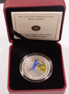 2011 Canada 25 cent "Barn Swallow" Colored Birds Of Canada R.C.M Coin CM-009 - Picture 1 of 5