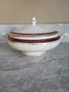 Antique Homer Laughlin China Covered Serving Dish Eggshell Nautilus, Marroon... - Picture 1 of 11