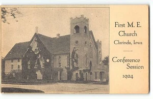CLARINDA, IOWA First Methodist Episcopal Church Conference Session 1924 Postcard - Picture 1 of 2