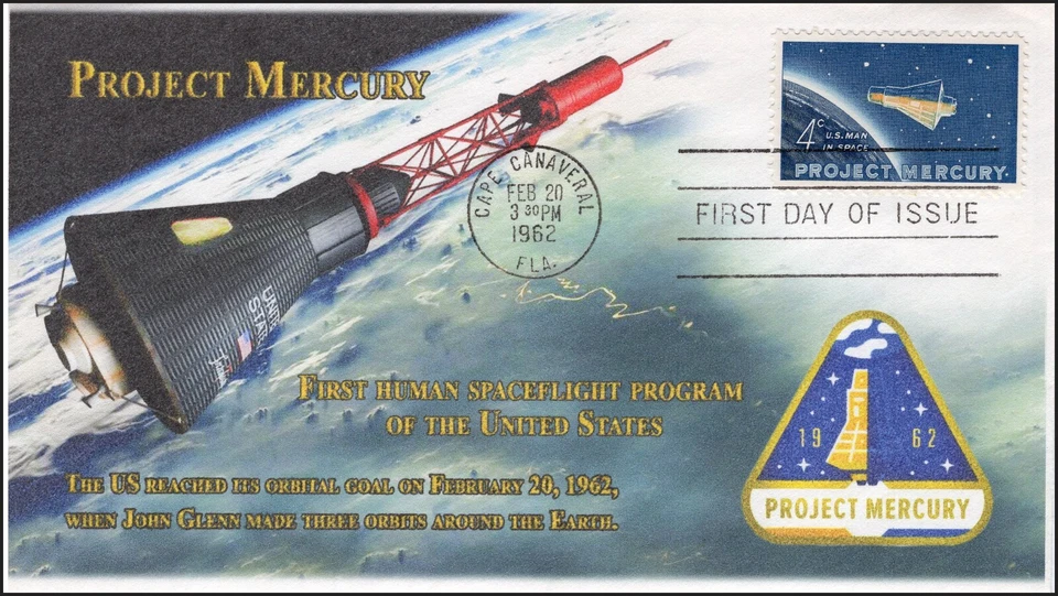 A0-1193-3, 1962, Friendship 7, John Glenn,  FDC, SC 1193, Mercury - Image 1 of 1