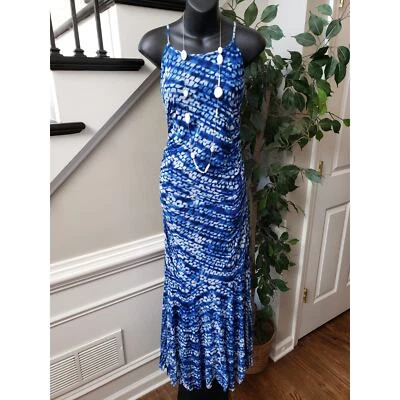 Maxi Vestido Largo Nine West Para Mujer Talla 16 Azul Poliéster Cuello Halter Sin Mangas Foto 1 de 4