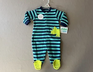 0-3 Months Boys’ One-Piece “Dinosaur” Long Sleeve Footed Outfit, New With Tags! - Picture 1 of 12
