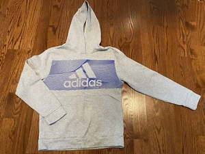 Adidas Boys/Youth Hoodie Sweatshirt Size XL 18/20 Gray w/ Royal Logo Design - Picture 1 of 7