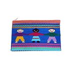 Mayan Hands Wallet Clutch Purse Zipper Hand Woven Multi Color 8x5 NWT
