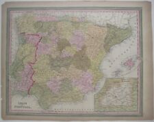 Original 1836 Tanner Map SPAIN PORTUGAL Madrid Lisbon Barcelona Majorca Pamplona