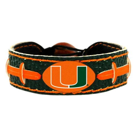 Miami Hurricanes Vintage Game Wear Leather Football Bracelet O/S     C Cover