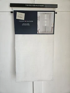 NEW! Tommy Hilfiger White Sheer Curtain 50 x 96 Pair EMMET SRIPE Panels 2 pc SET - Picture 1 of 7