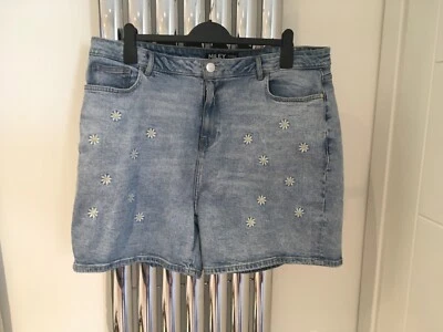 Pantalones Cortos George Asda MILEY Azul Denim Margarita Bordados UK20 Foto 1 de 3