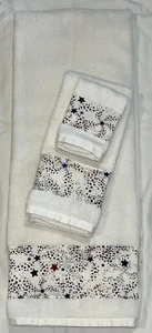 4th of July 3 Piece Bath Towel Set Bathroom Decor Star Red White Blue Patriotic - Picture 1 of 5