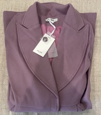 Grace Karin Women’s Notch Lapel Puff Sleeve A Line Pea Coat - Pink Purple - XL - Image 1 of 4