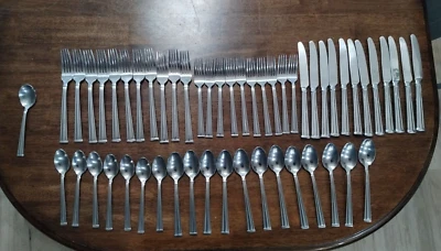 55 Piezas Lenox Lanford Cubiertos Acero Inoxidable Cubiertos Cuchara Tenedor Cuchillo Foto 1 de 4