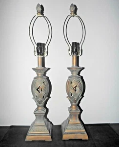 LAMPS PAIR OF 30'H HOTEL STYLE FANCY 3-WAY CERAMIC ART-DECO THEMED TABLE LAMPS - Picture 1 of 12