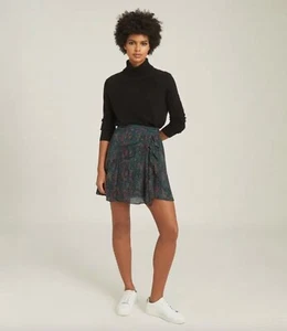 Reiss Skyla Snake Print Chiffon Mini Skirt Green Womens Size 6 - Picture 1 of 10