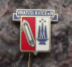Antiguo Escudo de Armas Vratislavice nad Nisou Ciudad Checa Cresta Heráldica Pin Insignia - Imagen 1 de 2