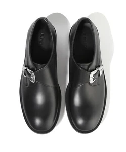 Firenze Atelier Mens Handmade Black Cow Leather Round Toe Monk Strap Derby Shoes - Picture 1 of 18