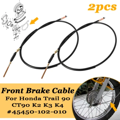 2x Cable de freno delantero para Honda Trail 90 CT90 K2 K3 K4 1970-73 Rep #45450-102-010 Foto 1 de 4