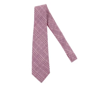 Kiton NWOT 100% Silk Neck Tie in Light/Dark Dusty Rose Pink Plaid Made in Italy - Picture 1 of 8