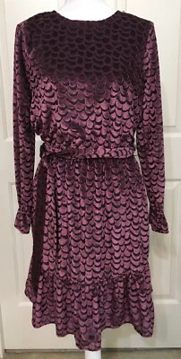 NUEVO CON ETIQUETAS Vestido Michael Kors Talla S Negro Ciruela Manga Larga Volantes $140 Mujer Foto 1 de 4