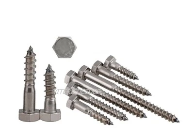 VITI PER LEGNO IN ACCIAIO INOX TESTA ESAGONALE TIRAFONDI MORDENTI D.8mm D.10mm - Immagine 1 di 4