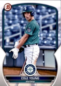 2023 BOWMAN BASE PAPER PROSPECT BP9 COLE YOUNG SEATTLE MARINERS - Picture 1 of 2