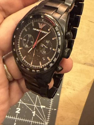 Reloj Cronógrafo Emporio Armani Hombre Negro AR6094 Batería Nueva Foto 1 de 4